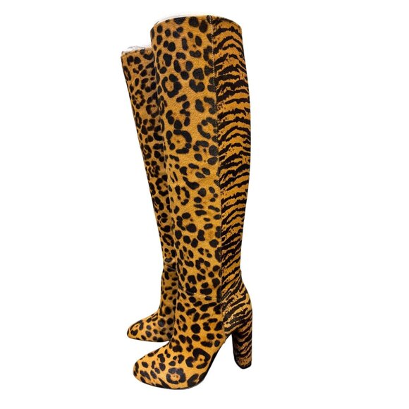Antonio Melani Animal Print Knee-High Boots Size 5 New With Box - Picture 1 of 10
